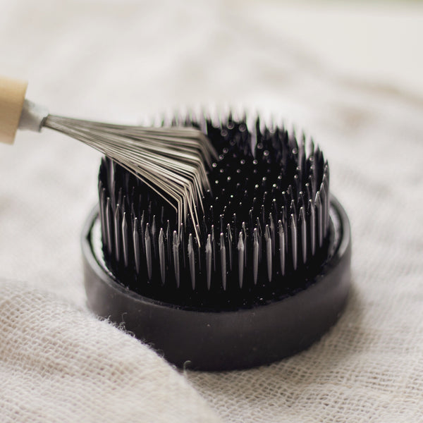 small kenzan with wire brush